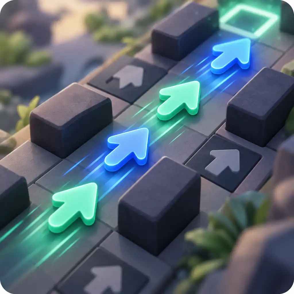Animacja strzałek poruszających się po planszy w grze Arrows Go - Puzzle Escape