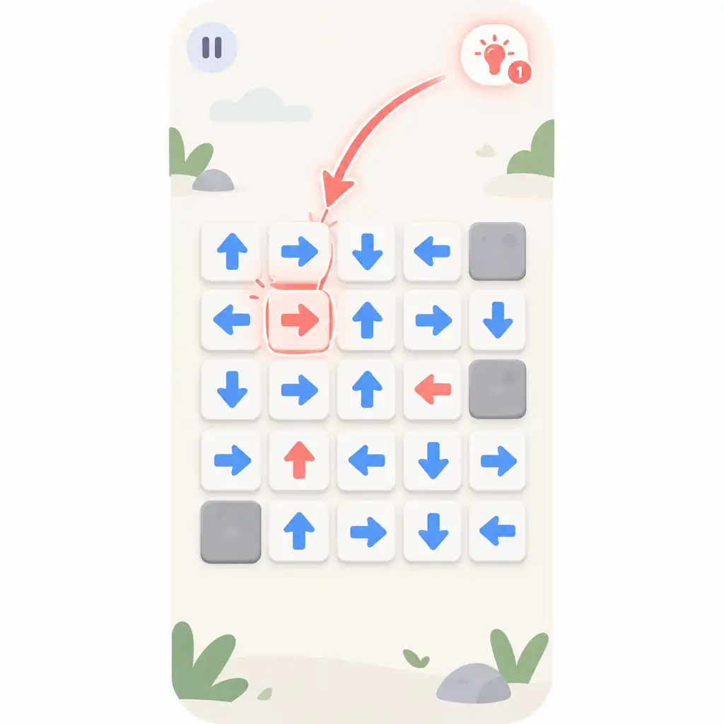 Użycie wzmocnienia podczas rozwiązywania zagadki w grze Arrows Go - Puzzle Escape